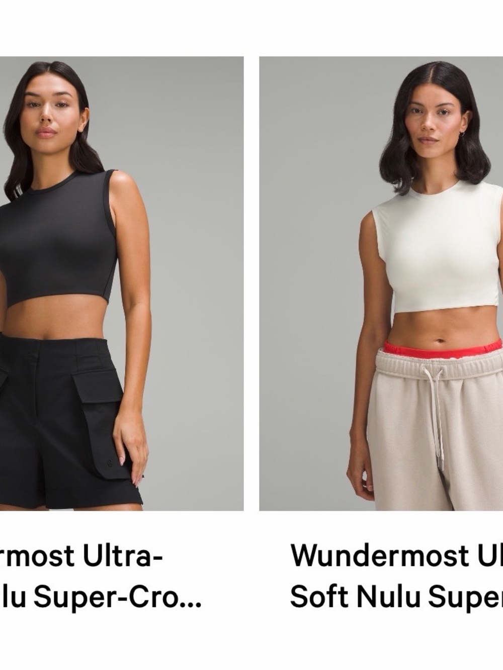 BUNDLE Lululemon Wundermost Ultra soft Nulu super cropped tank top (BLACK/BONE)